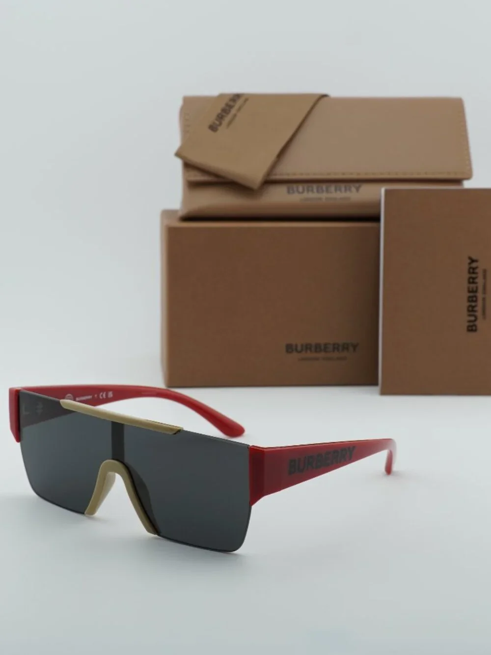 Burberry Kids JB4387 404787 Shield Sunglasses - Beige Red/Dark Grey